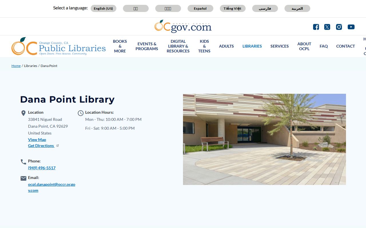 Dana Point people directories OC Public Libraries branch page