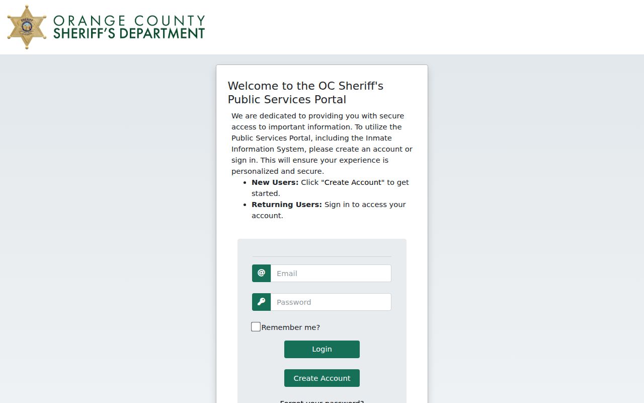 Dana Point public records OC Sheriff's public services portal